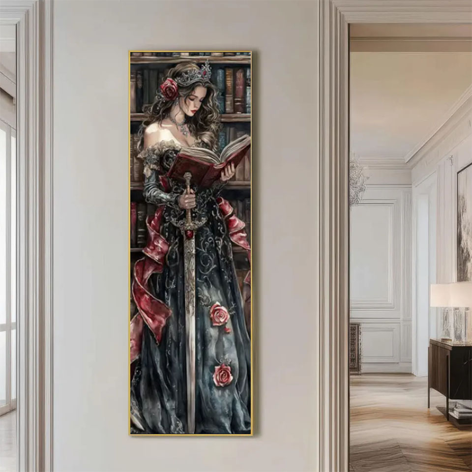Embroidery Gothic - Diamantkunst, Vampir-Mädchen, Gothic-Stil, 5D-Diamantgemälde, große Größe,
