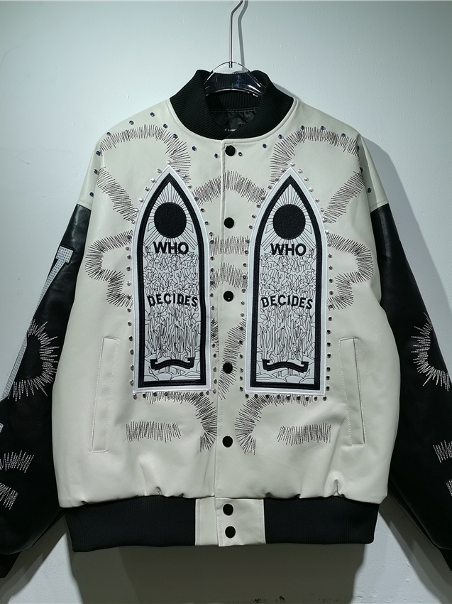 Embroidery Gothic - Gothic-Totem-Stickerei-Jacke mit Nieten und Strass, Doppelverarbeitung,
