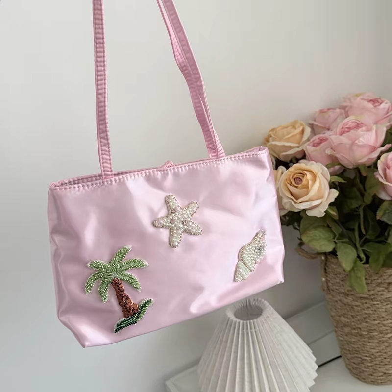 Embroidery Designer - Y2K Samt-Seiden-Satin-Handtasche, Hawaiian Mambo Summer Vibe