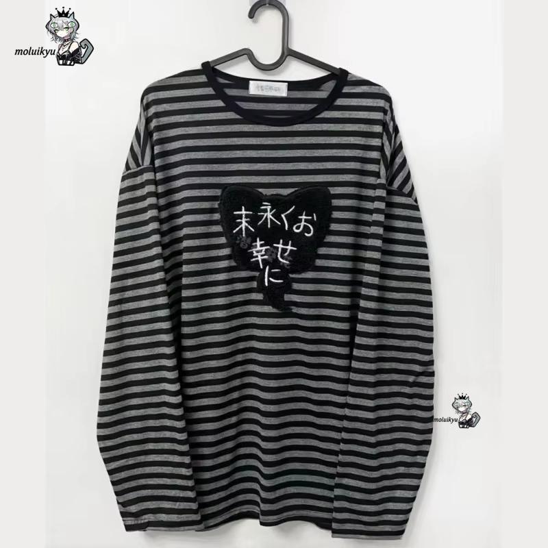 Embroidery Designer - Y2K American Punk Vintage O-Ausschnitt Langarm-Shirts