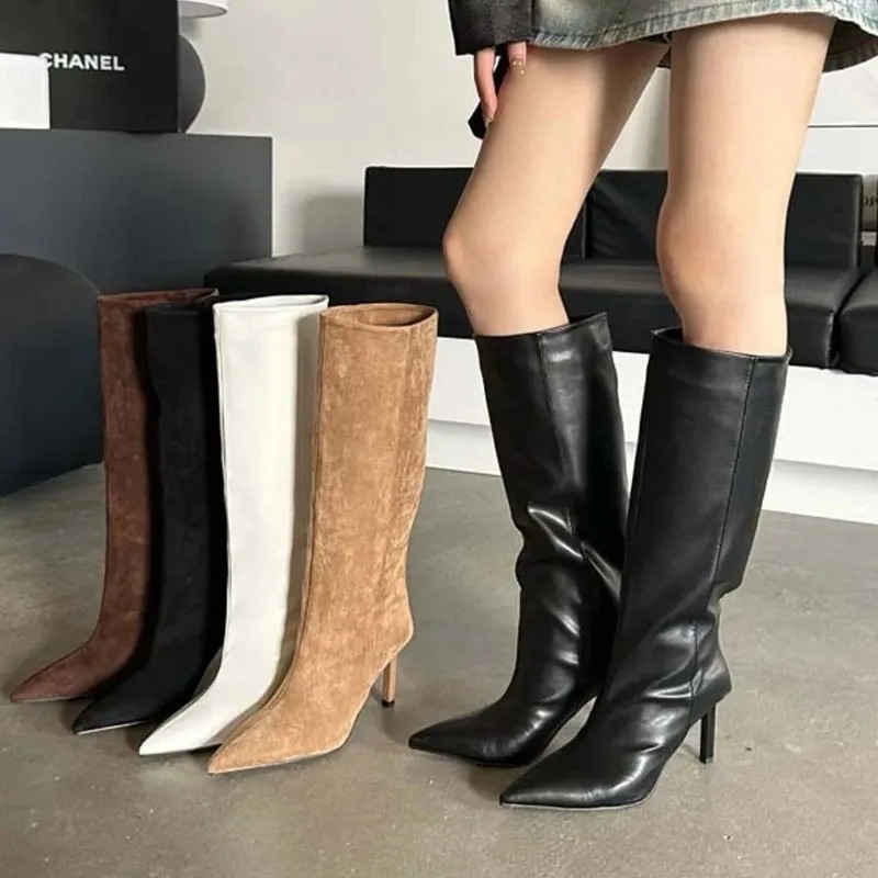 Embroidery Designer - Luxus Frauen Lange Stiefel Mode Wildleder