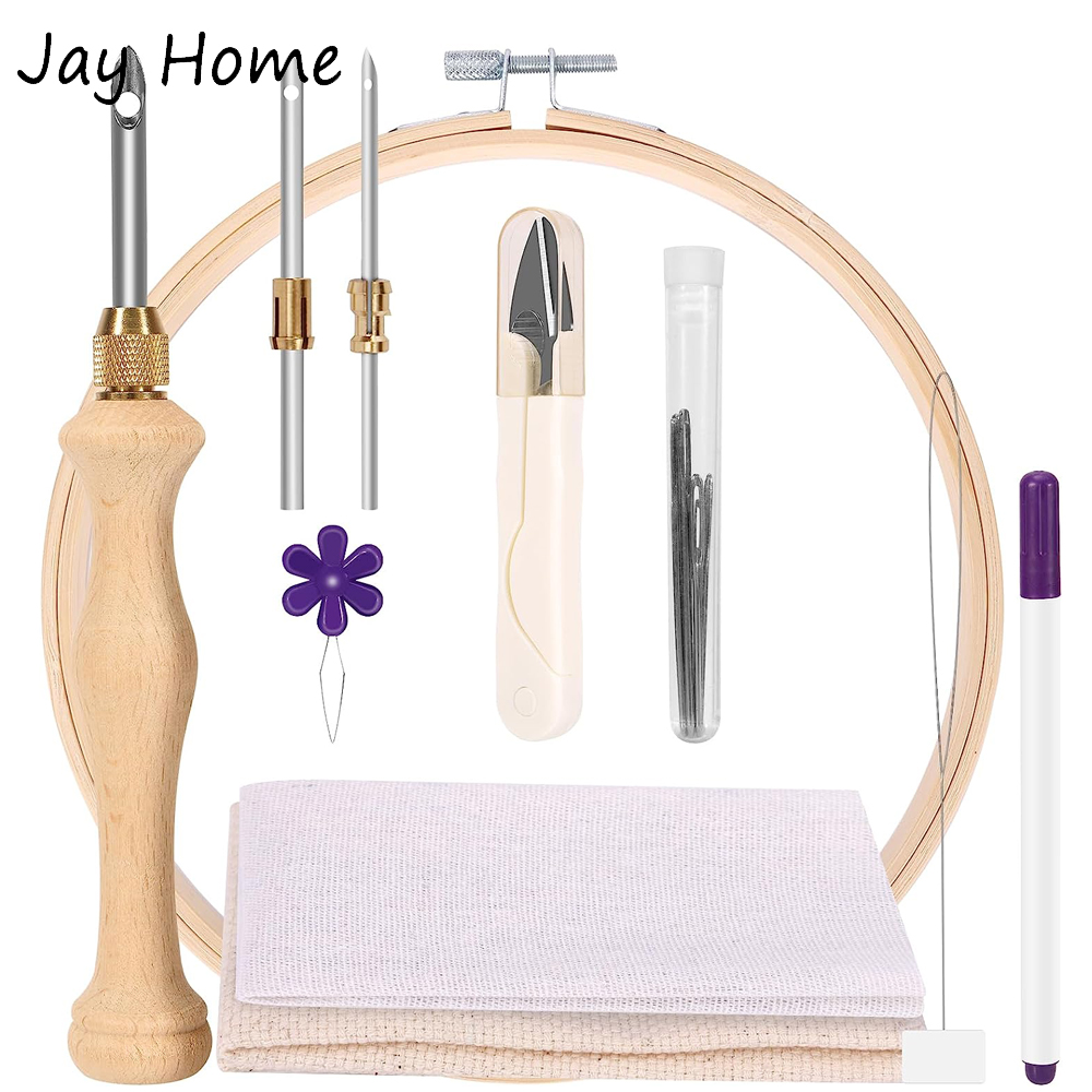 Embroidery Hoop Square - Stanznadel-Starter-Set mit Stickrahmen, verstellbarem Nadelstanzer und
