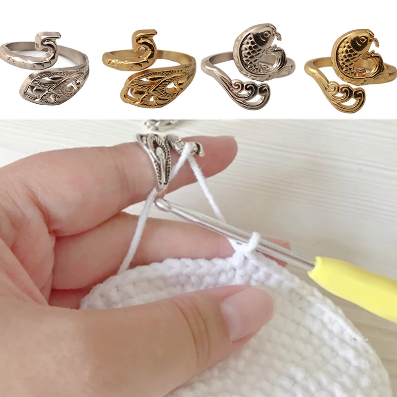 Embroidery Fish - Ring Strickschlaufe Häkelwerkzeug Einstellbar Offenes Fingersetzen