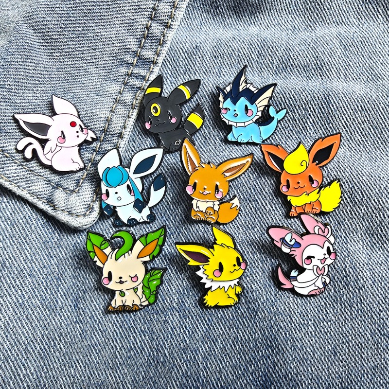 Embroidery Reddit - Heiß begehrtes 9-teiliges Anime-Elfen-Broschen-Set: Eevee Emaille-Pins,