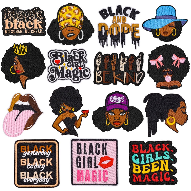 Embroidery On Black Shirt - Black Girl Magic Cool Face Frau