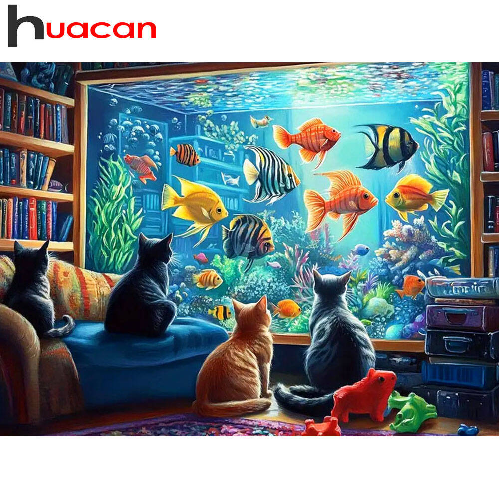 Embroidery Fish - Huacan Katze Tier Diamant Malerei Fisch