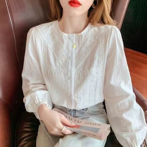 Embroidery Blouse - Elegante, durchbrochene Spitzenbluse mit Stickerei, langen