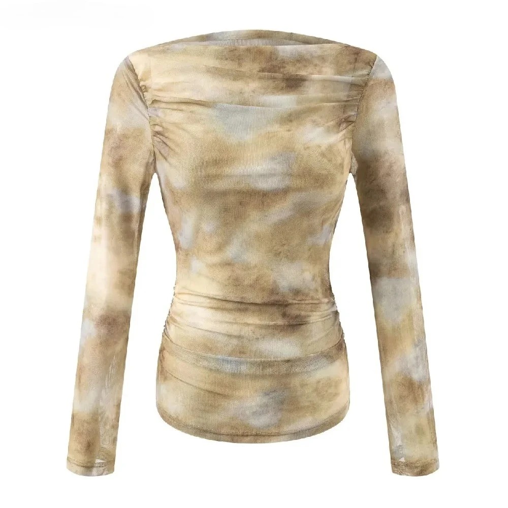 Embroidery A - 2025 Sexy Tie-Dye-Print T-Shirt mit gerafften