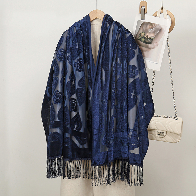 Embroidery Shawl - 2024 Luxus Seide Stickerei Blumen Schal