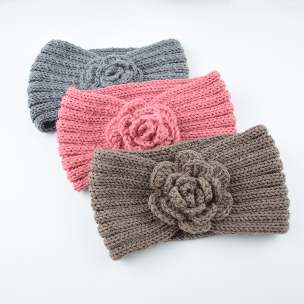Felt Sheet Wool - Frauen Kamelie Blume Gestrickte Stirnbänder Herbst