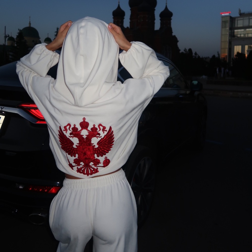 Embroidery A - Street-Trend Rückenbestickter Hoodie-Hosen-Anzug Herbst und Winter