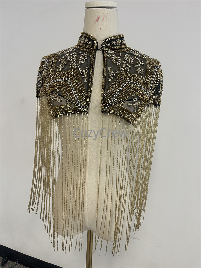 Embroidery Shawl - Retro Luxus Pailletten-Verzierte Fransen-Quasten Kurze Bolero-Jacke,