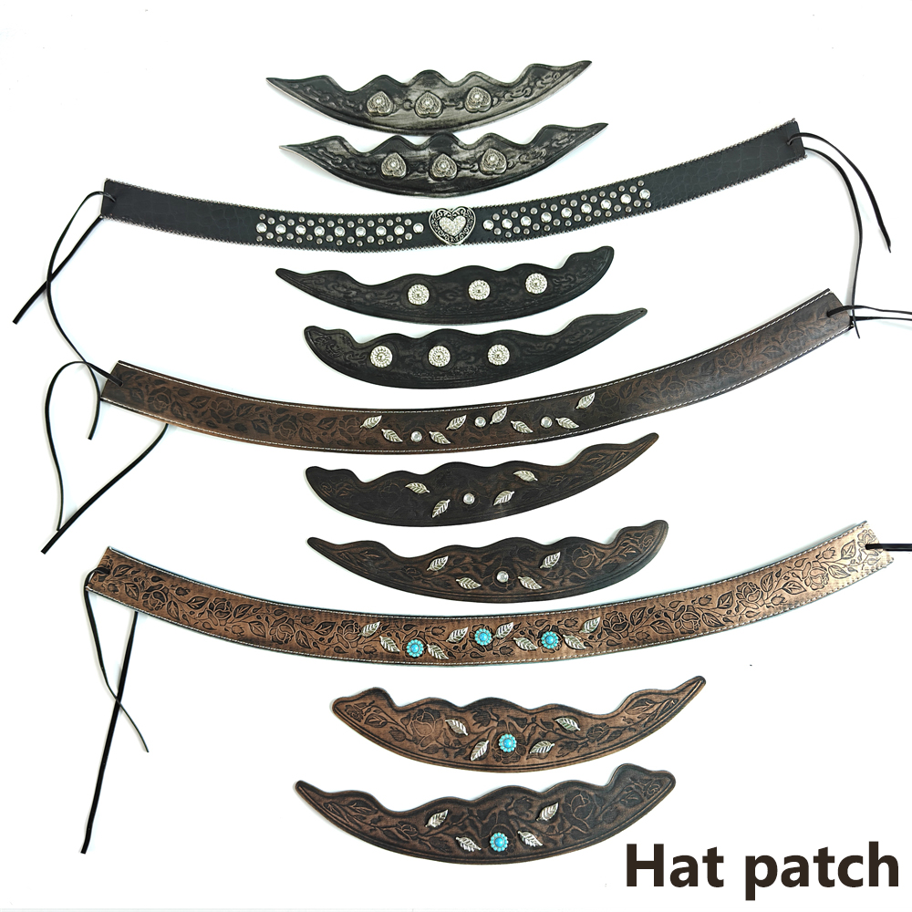 Embroidery On Leather - Western Lederhutband Vintage Cowboyhut-Patch Verstellbarer Hutgürtel