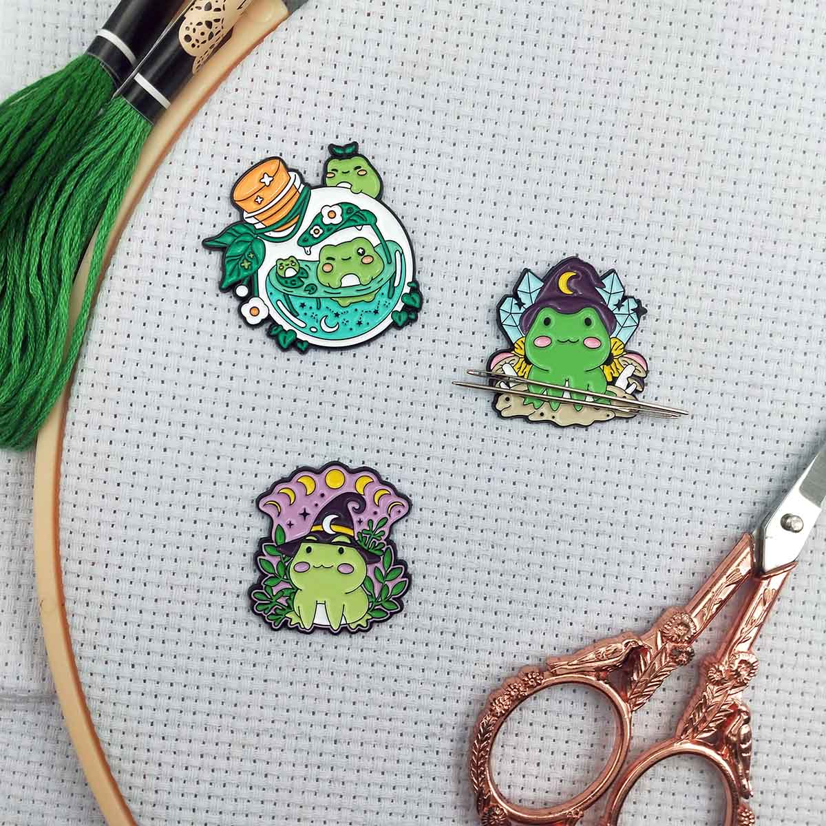 Embroidery Hoop Square - Magnetischer Frosch-Nadelhalter, Niedlicher Tier-Nadelhalter für Stickerei,