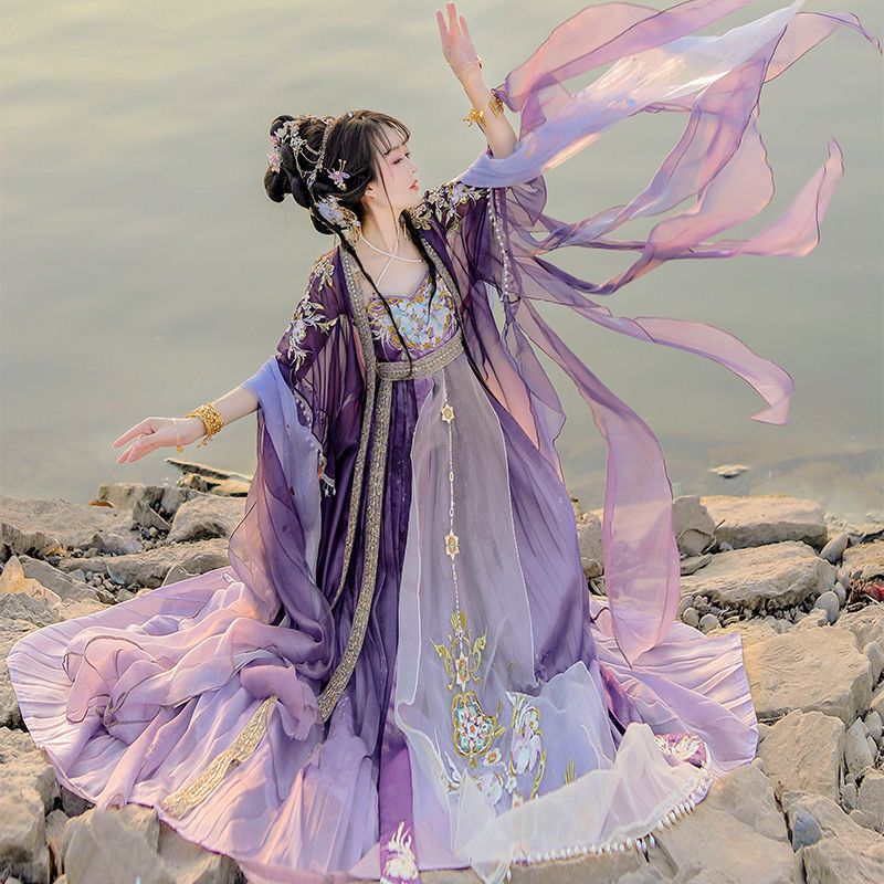 Embroidery Yellow Dress - Chinesische Hanfu Kleid Frauen traditionelle Stickerei