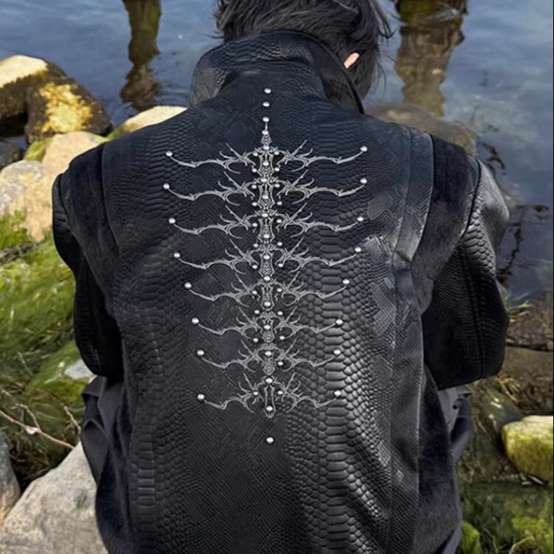 Herren Schwarze Jacke mit Schl – Embroidery Gothic Bewertung und Preis