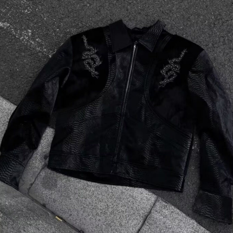 Herren Schwarze Jacke mit Schl – Embroidery Gothic Bewertung und Preis