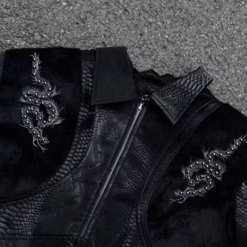 Herren Schwarze Jacke mit Schl – Embroidery Gothic Bewertung und Preis