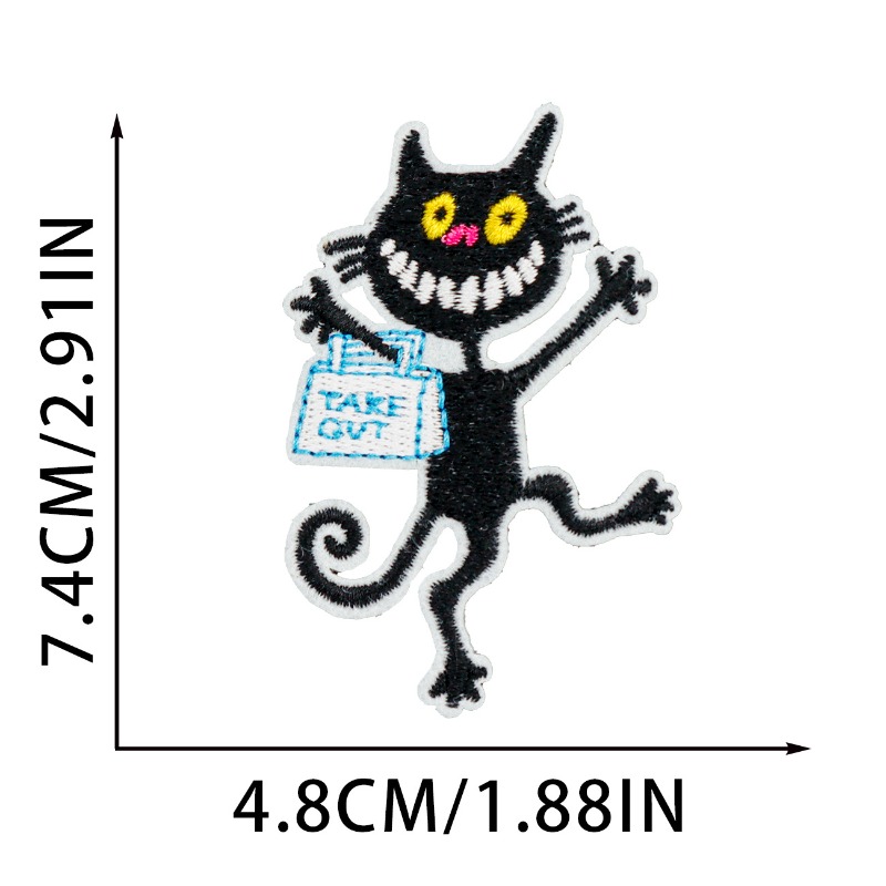Lustige schwarze Katze, rundes – Embroidery On Black Shirt Bewertung und Preis