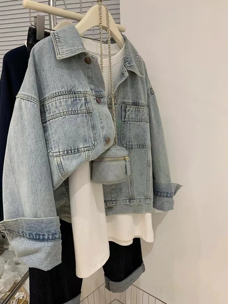Denim Mantel Frauen Y2k Frühli – Embroidery Gothic Bewertung und Preis