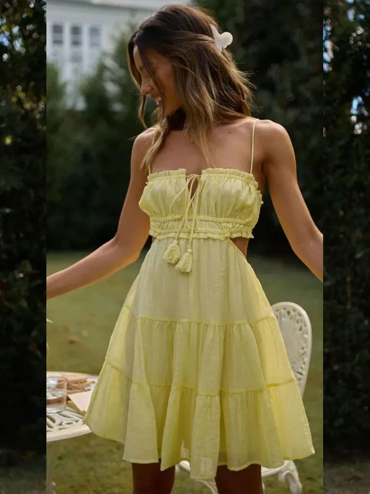 2024 neue Sommer Elegante Süße – Embroidery Yellow Dress Bewertung und Preis