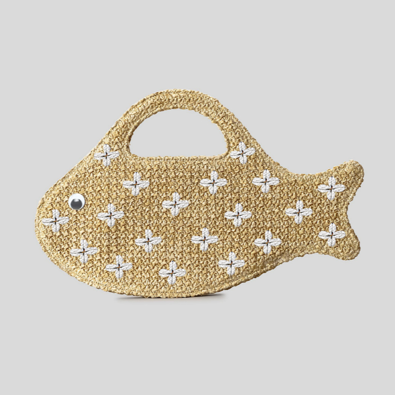 Raffia-Stroh Gewebte Tasche, F – Embroidery Fish Bewertung und Preis