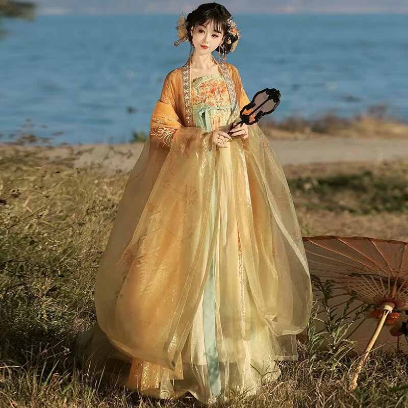 Traditionelles Chinesisches Ha – Embroidery Yellow Dress Bewertung und Preis