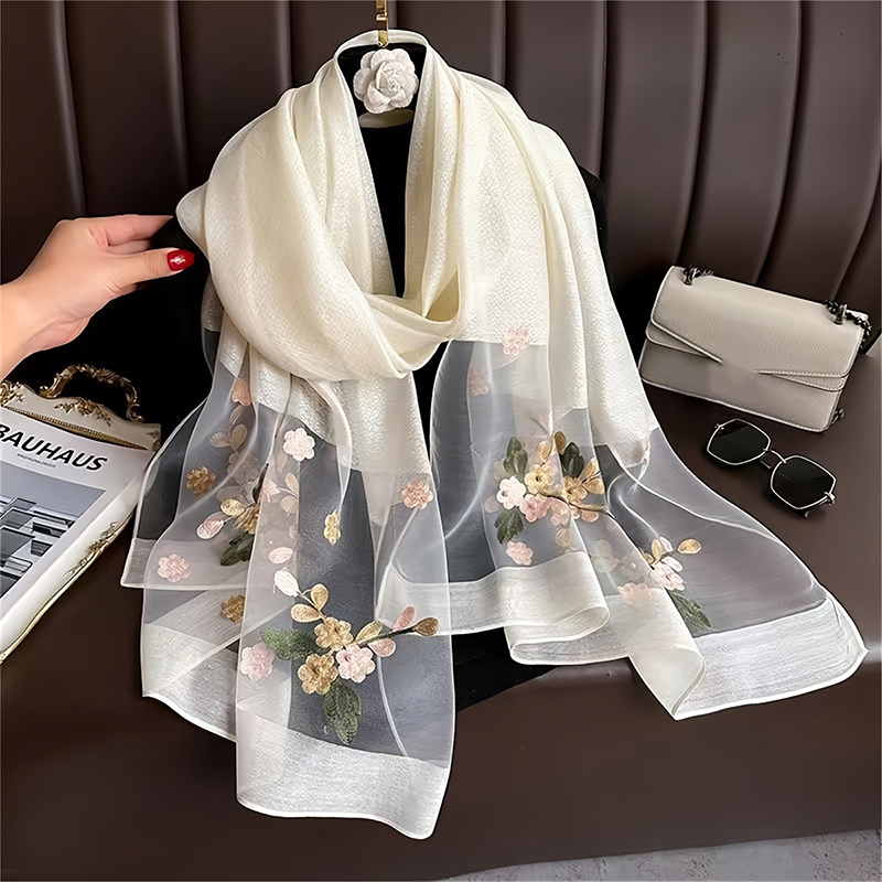 Frauen Seide Wolle Schal Flora – Embroidery Shawl Bewertung und Preis