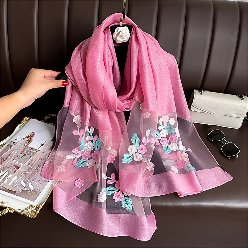 Frauen Seide Wolle Schal Flora – Embroidery Shawl Bewertung und Preis