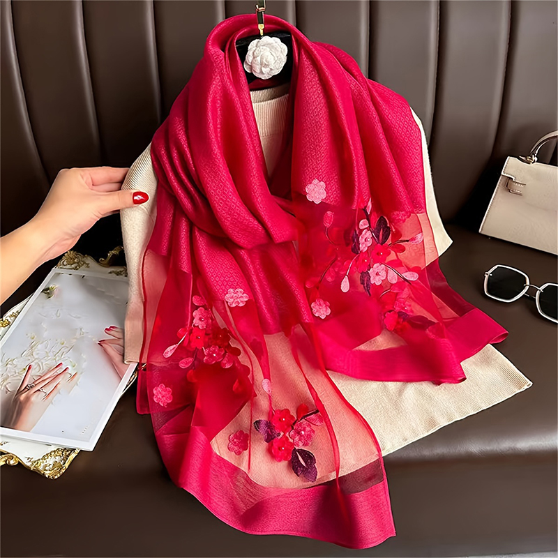 Frauen Seide Wolle Schal Flora – Embroidery Shawl Bewertung und Preis