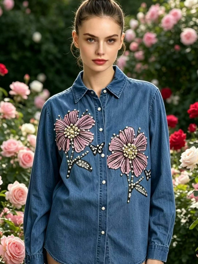 Damen Jeans-Stickerei-Blusen F – Embroidery Blouse Bewertung und Preis