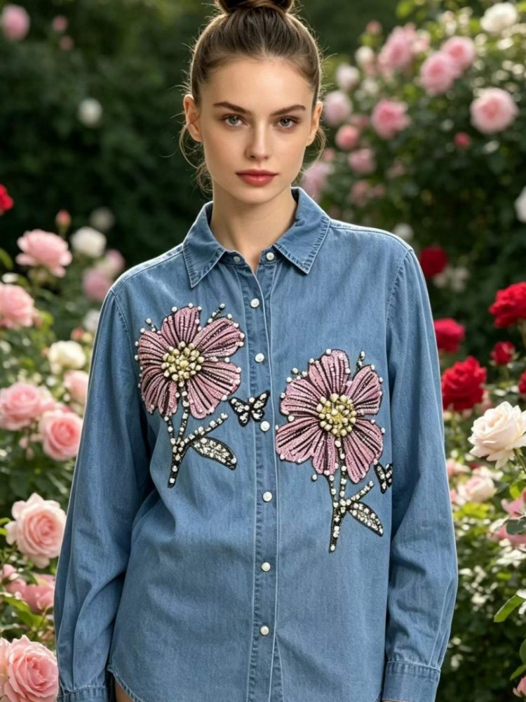 Damen Jeans-Stickerei-Blusen F – Embroidery Blouse Bewertung und Preis