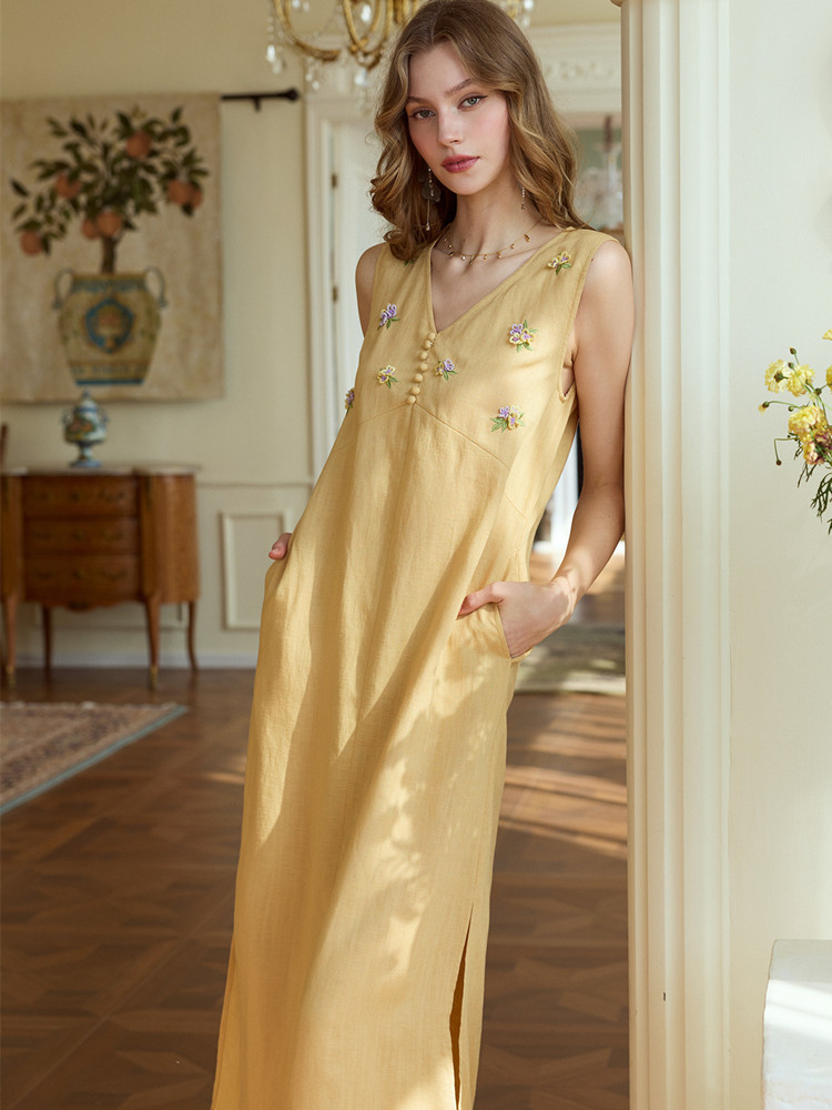 86-98 cm Brustumfang, lange So – Embroidery Yellow Dress Bewertung und Preis