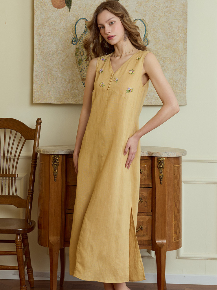 86-98 cm Brustumfang, lange So – Embroidery Yellow Dress Bewertung und Preis