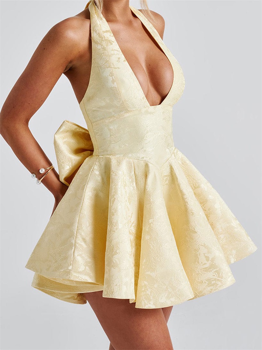Kurzes Kleid für Damen, Neckho – Embroidery Yellow Dress Bewertung und Preis