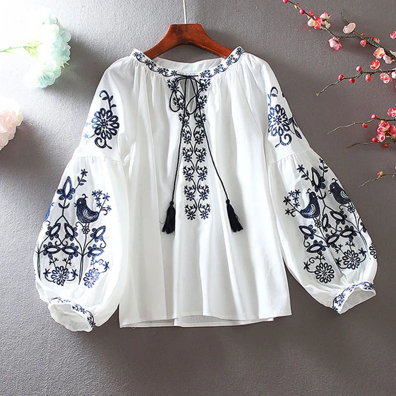 2026 Damen Retro-Bluse im Nati – Embroidery Blouse Bewertung und Preis