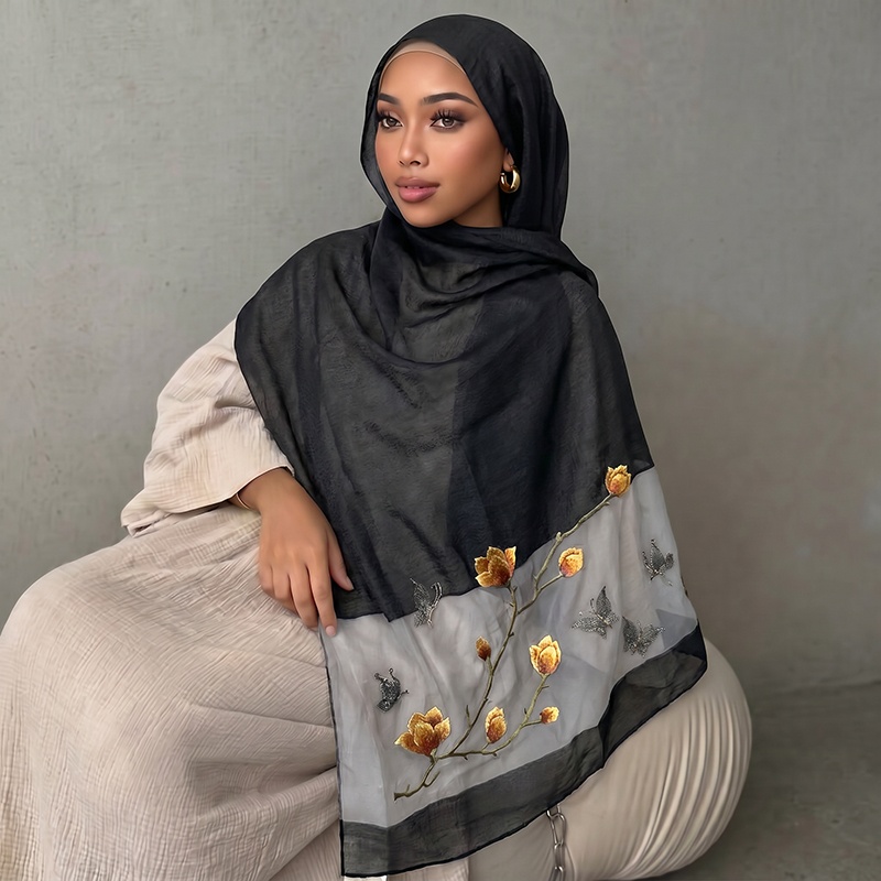 Schal mit Blumendruck Hijab Ba – Embroidery Shawl Bewertung und Preis